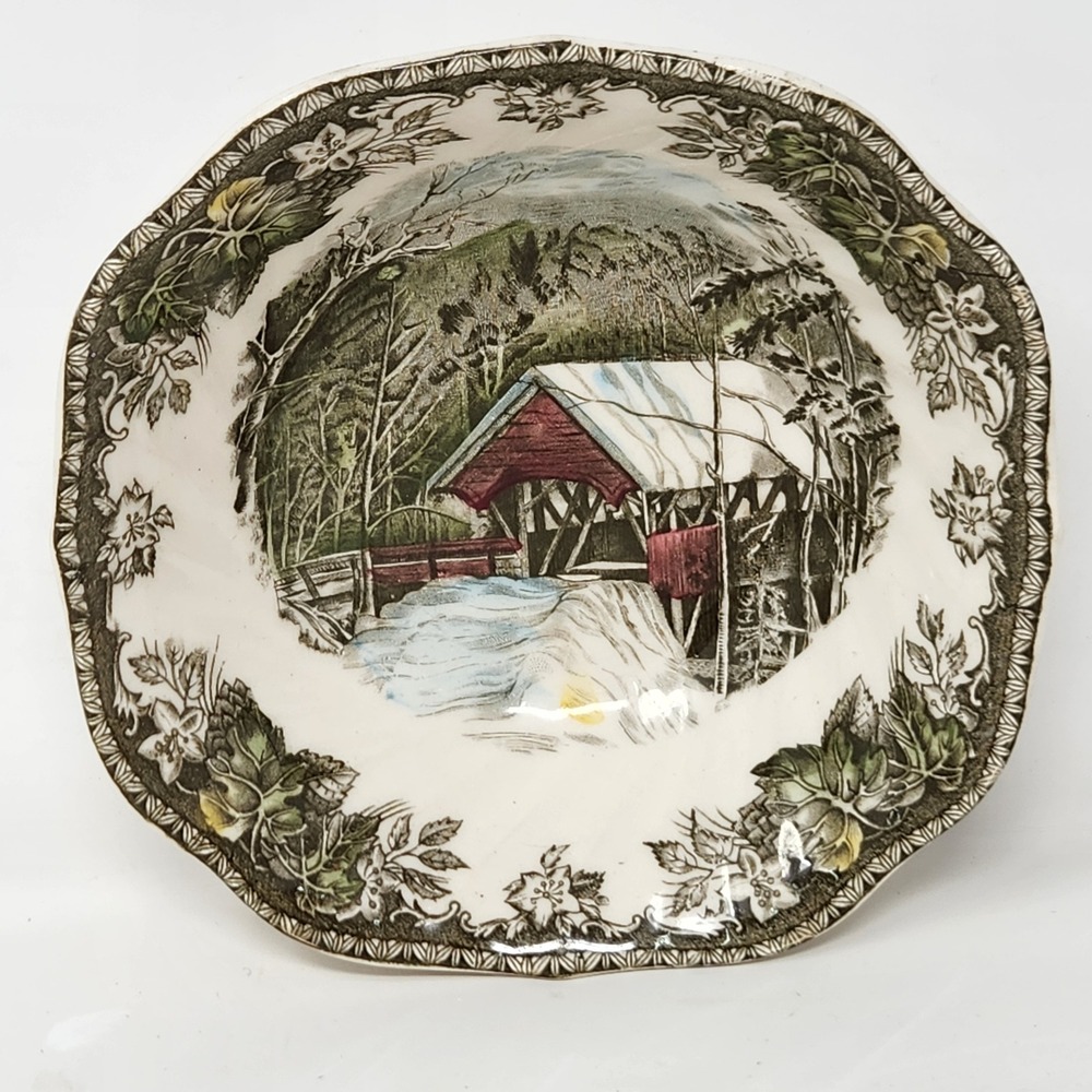 Johnson Bros The Friendly Village Covered Bridge Bowl Made in England Ironstone